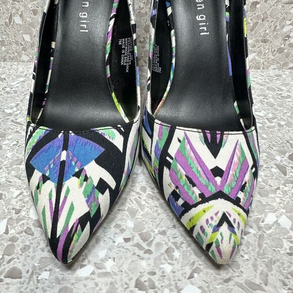 Steve Madden Madden Girl OhNice Fabric Print Heels Pumps Size 7M Stiletto Heels - Picture 2 of 14